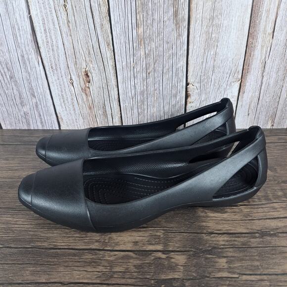 Crocs Sienna Slip On Ballet Flats Women's Sz 10 Black (GUC) - Picture 1 of 7